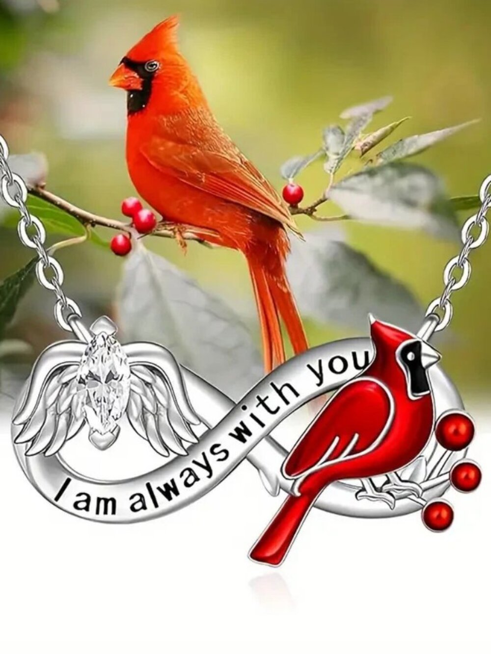 Engraved Necklace Cardinal Memorial Necklace Fashion Cardinal Classic Red Bird